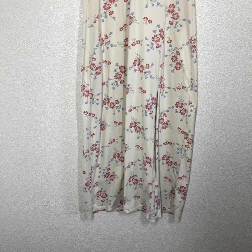 WAYF Cotagge Core Dress Womens XS Cream Floral Maxi Short Sleeve V Neck Stretch - Picture 6 of 15